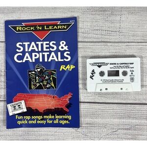 Vintage Rock N Learn States & Capitals Rap Cassette‎ Book RL915 Tested